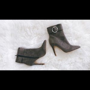 Gray suede ankle boots